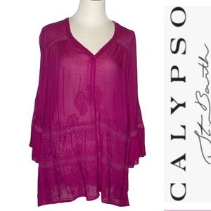Calypso St Barth Majenta Embroidered Lace Flowy Top xs
